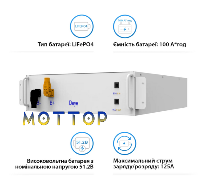Акумуляторна батарея DEYE BOS-G LiFePO4 HV V2 ​​5.12 кВт (100AH) 553322 фото
